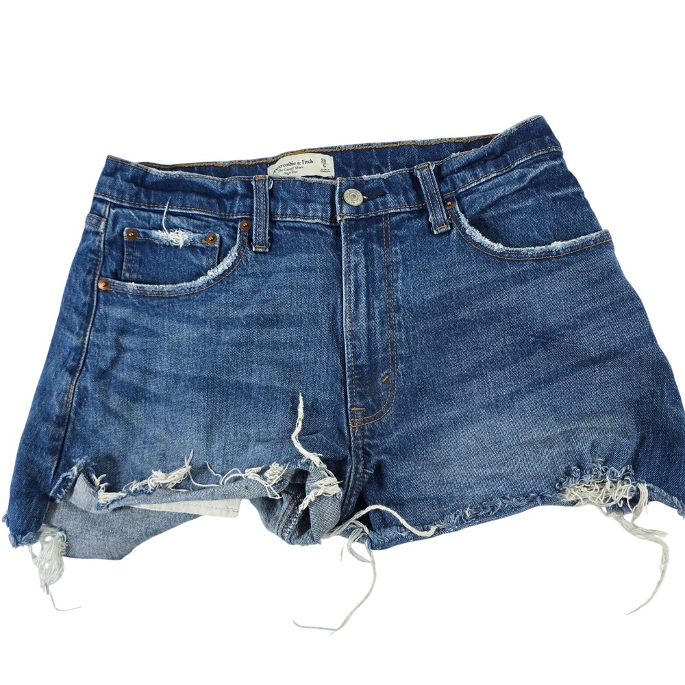 Abercrombie & Fitch Curve Love High Rise Cutoff Shorts Blue Denim Size 28 6